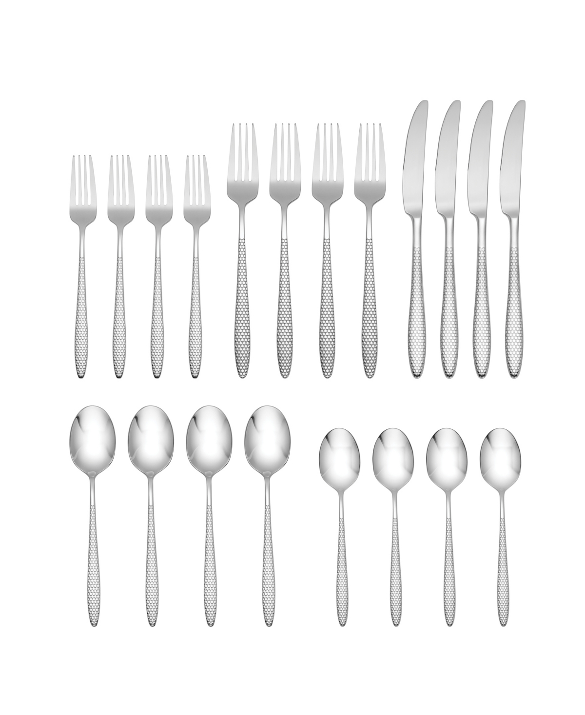 Oneida Bolla 20 Piece Everyday Flatware Set, Service For 4 In Metallic And Stainless