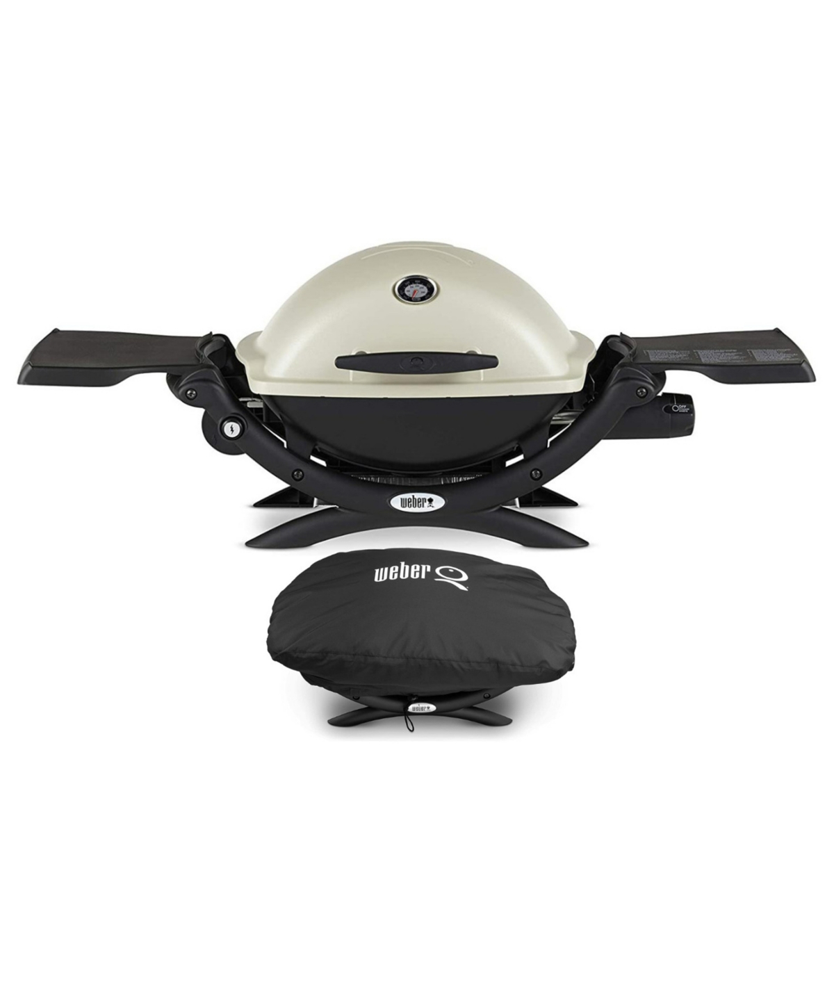 Q1200 Liquid Propane Grill (Titanium) With Grill Cover - White