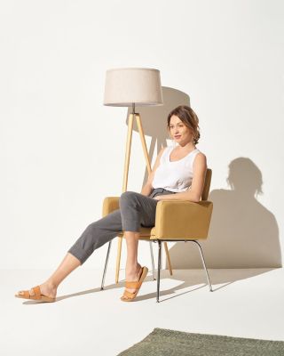 Emma 61" LED Contemporary Tripod Floor Lamp with Wooden Legs