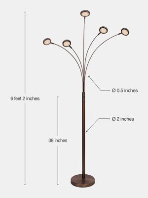 Orion 74" LED Tree Arc Floor Lamp with 5 Adjustable Arms