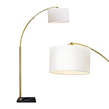 Logan LED Arc Floor Lamp with Marble Base - Brass
