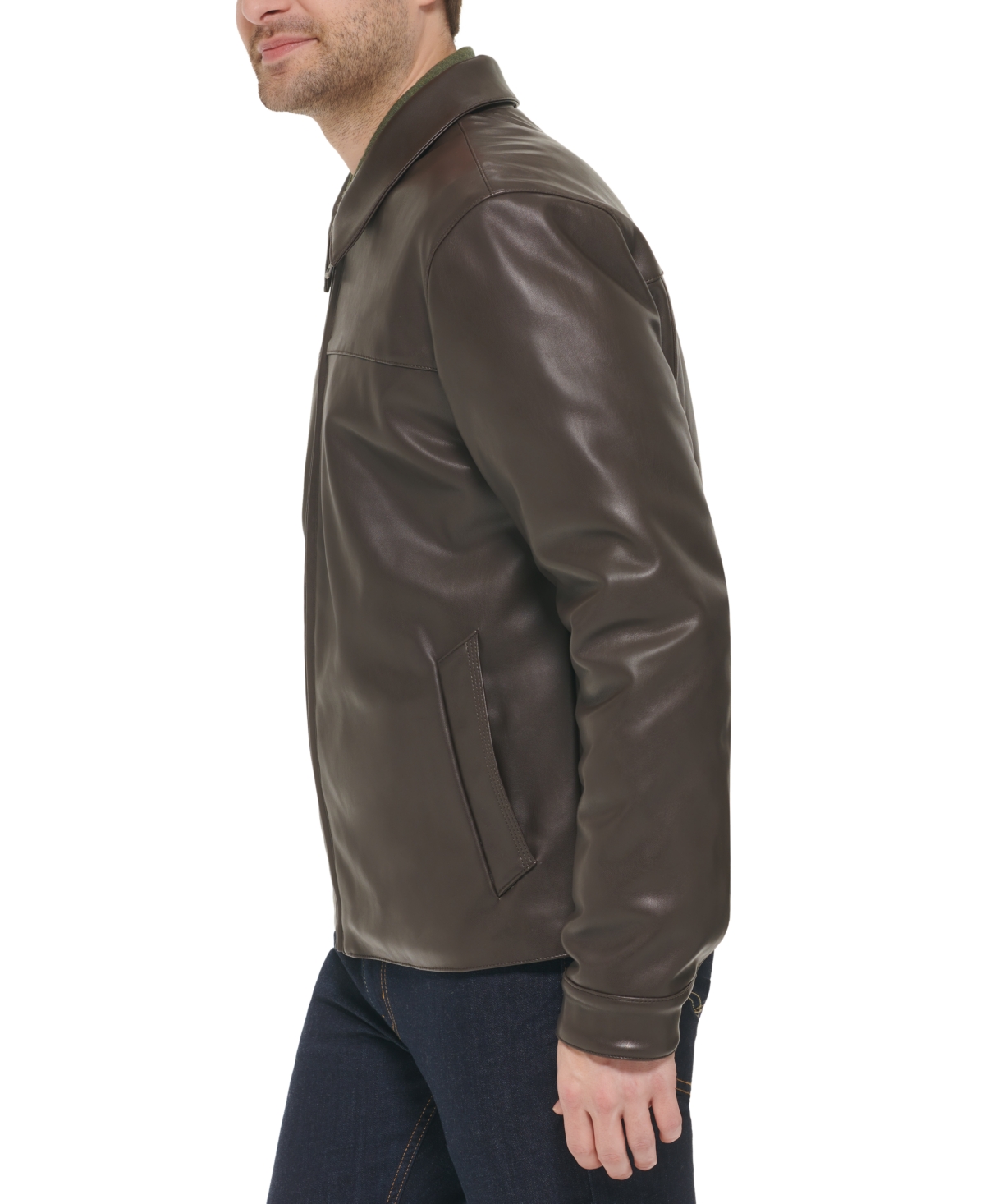 Cole Haan Men's Faux Leather Shirt Jacket