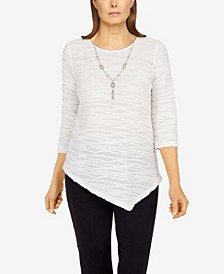 Women's Classics Solid Texture Top with Detachable Necklace