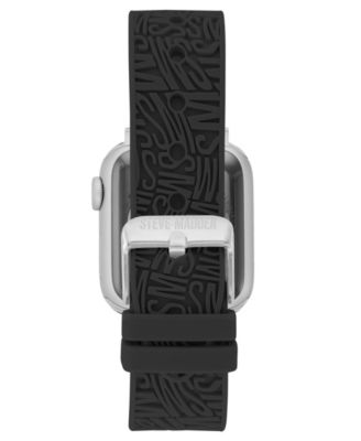 Women's Black Silicone Debossed Swirl Logo Band designed for Apple Watch&reg; 42mm (Series 1-3 only) & 44/45/46/49mm (Ultra & Ultra 2)