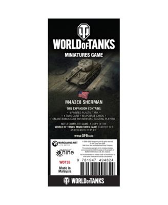 Gale Force Nine World of Tanks American M4A3E8 Sherman 'Eazy 8' Wave 7 Piece Medium Tank Expansion Miniatures Game Set