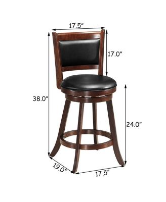 Set of 2 24'' Swivel Counter Stool Wooden Dining Chair
