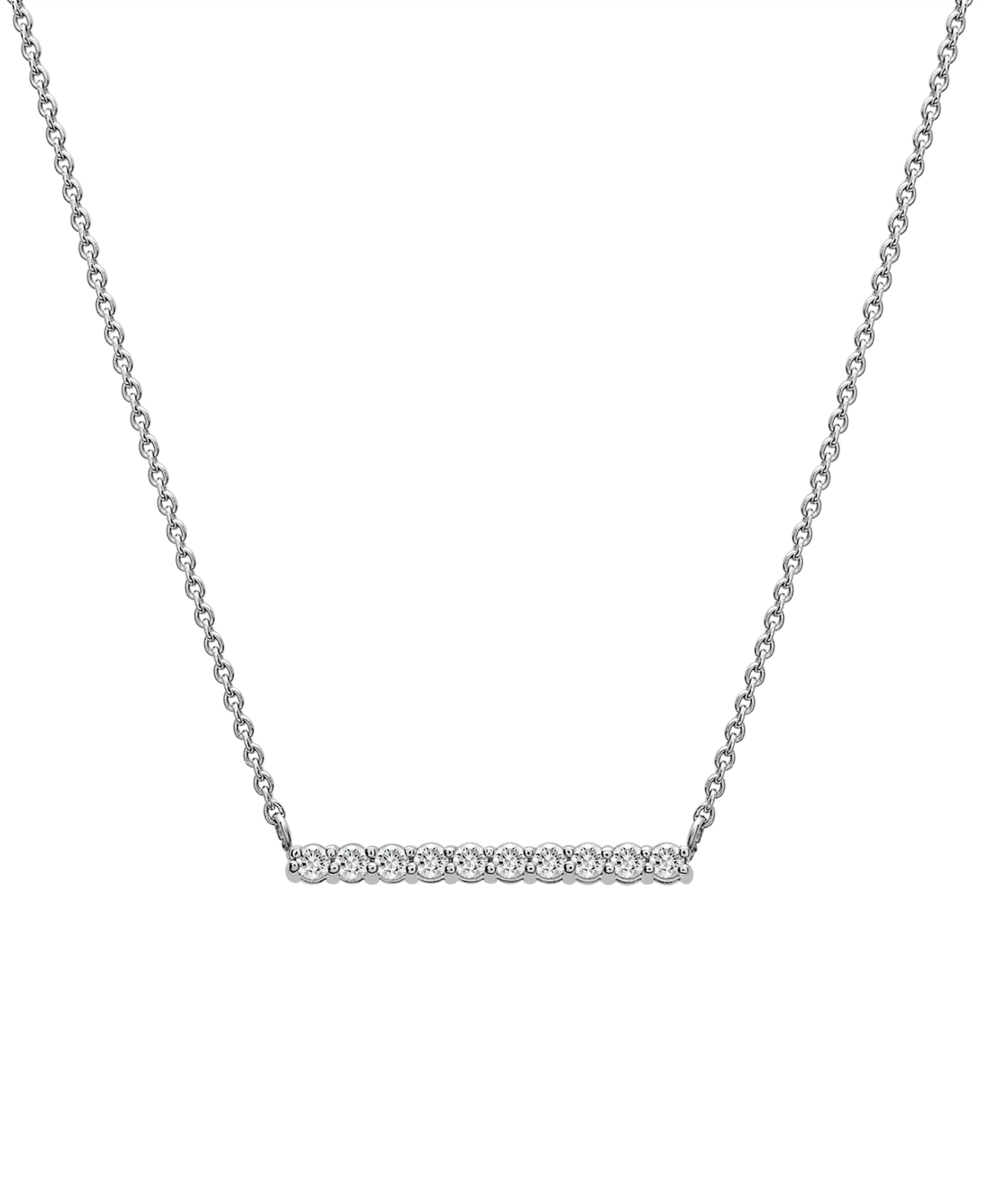 Diamond Bar Pendant Necklace (1/6 ct. t.w.) in 14k White Gold or 14K Yellow Gold, 18" + 2" extender, Created for Macy's - White Gold