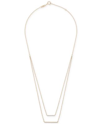 Diamond Double Bar Layered Necklace (1/6 ct. t.w.) in 10k White or Yellow Gold, 17" + 1" extender, Created for Macy's