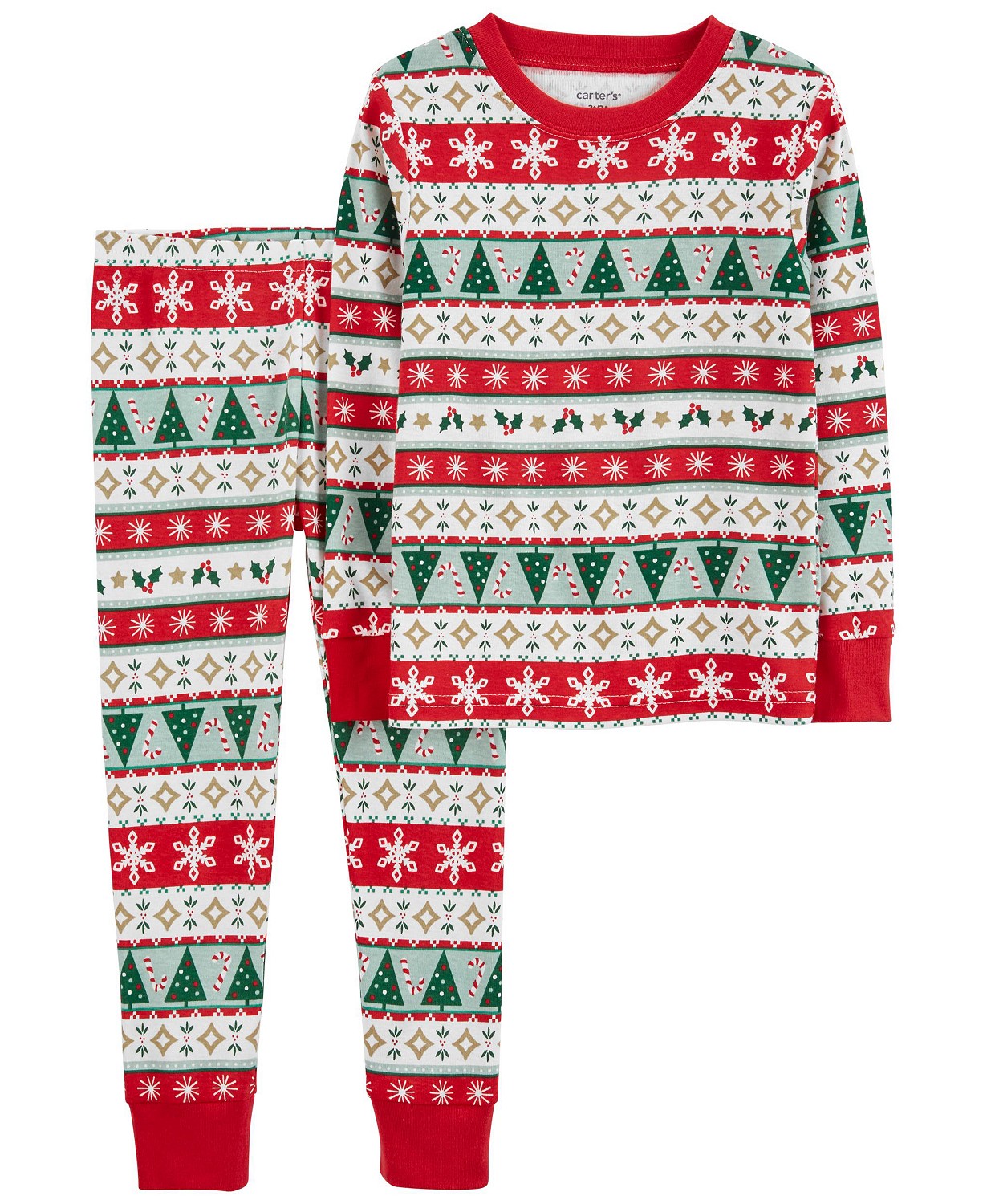 Baby Fair Isle Christmas Snug Fit Pajama, 2 Piece Set