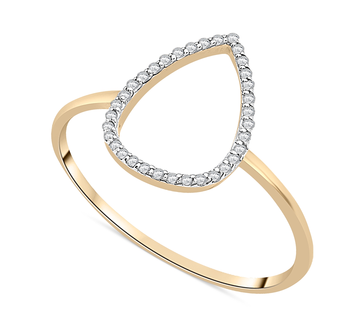 Diamond Open Teardrop Ring (1/20 ct. t.w.) in 10k Gold, Created for Macy's - Yellow Gold