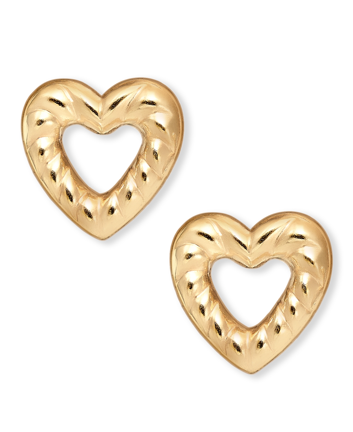 14k Gold-Plated Open Heart Stud Earrings - Gold