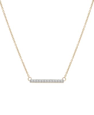 Wrapped Diamond Bar Pendant Necklace (1/6 ct. t.w.) in 14k White Gold or 14K Yellow Gold, 18