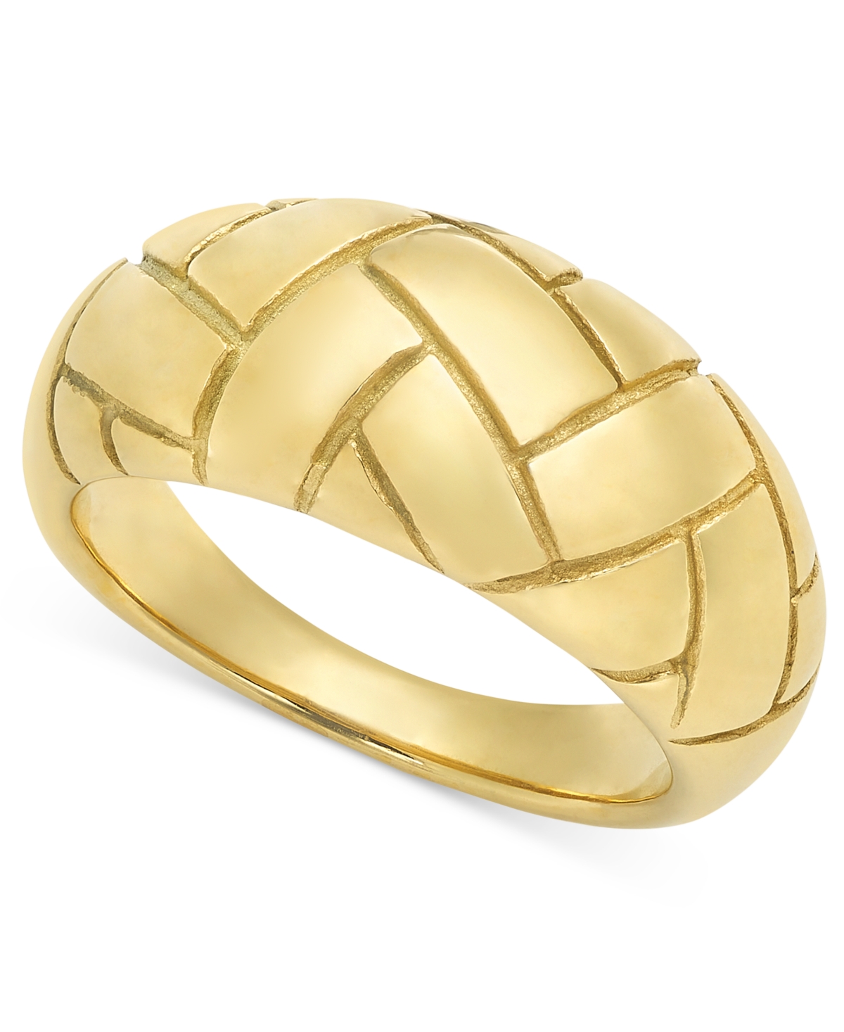 18k Gold-Plated Stainless Steel Biricki-Etched Ring - Gold