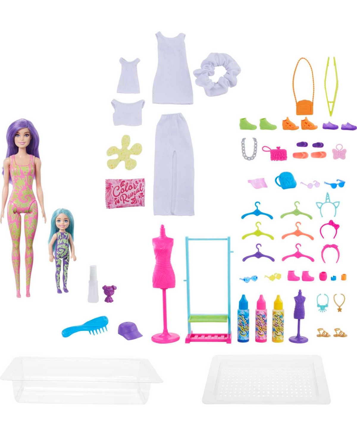 Barbie Kids' Color Reveal Gift Set, Tie-dye Fashion Maker With 2 Dolls In No Color