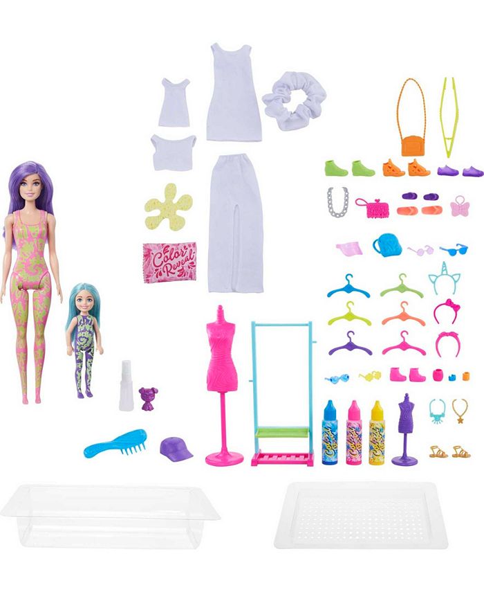 Barbie Color Reveal Gift Set, Tie-Dye Fashion Maker with 2 Dolls - Macy's