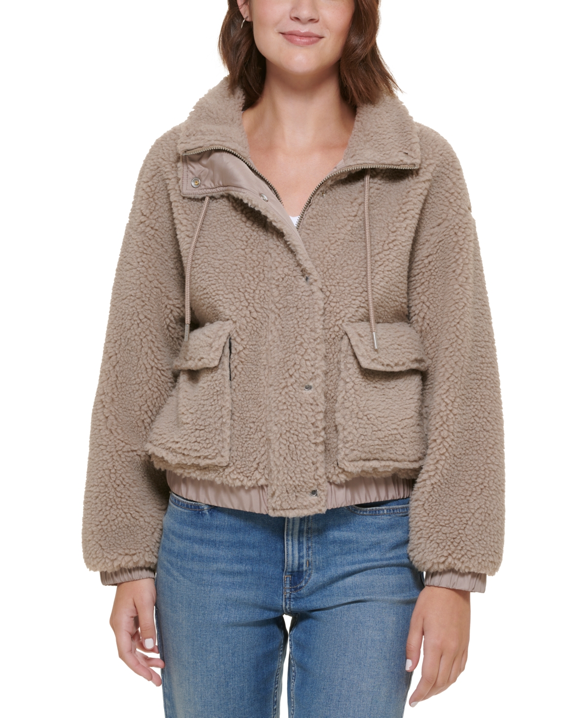 Calvin Klein Jeans  Women's Oversized Sherpa Jacket In Hazelwood |  ModeSens