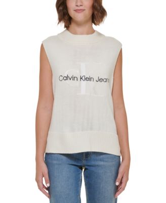 Calvin Klein Jeans - Women's Logo Sleeveless Mock-Neck Top