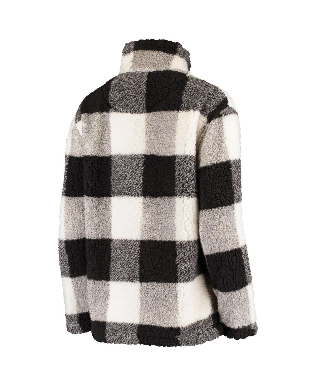 G-iii 4her By Carl Banks Women's  Black, White Pittsburgh Penguins Plaid Sherpa Quarter-zip Jacket In Black,white