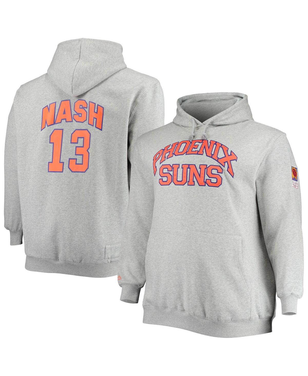 Shop Mitchell & Ness Men's  Steve Nash Heathered Gray Phoenix Suns Big And Tall Name And Number Pullover H