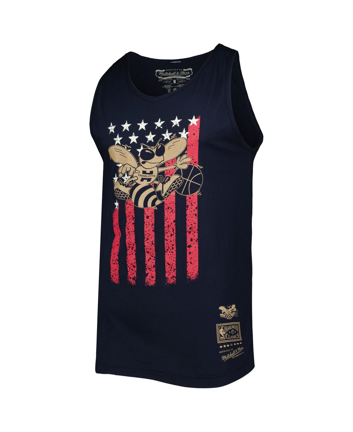 Shop Mitchell & Ness Men's  Navy Charlotte Hornets Hardwood Classics Americana Stars And Stripes Tank Top