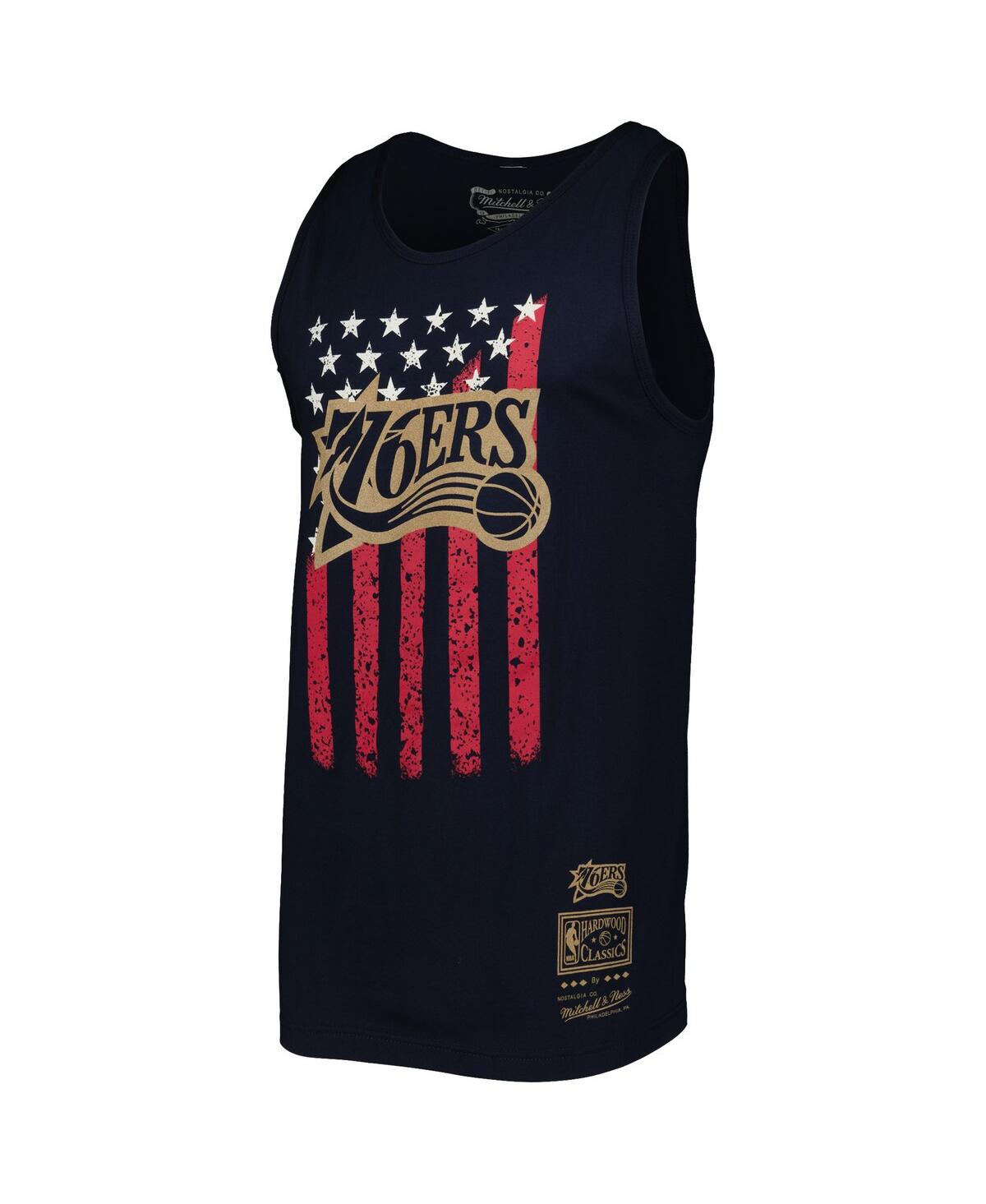 Mitchell & Ness Men's  Navy Philadelphia 76ers Hardwood Classics Americana Stars And Stripes Tank Top In Navy
