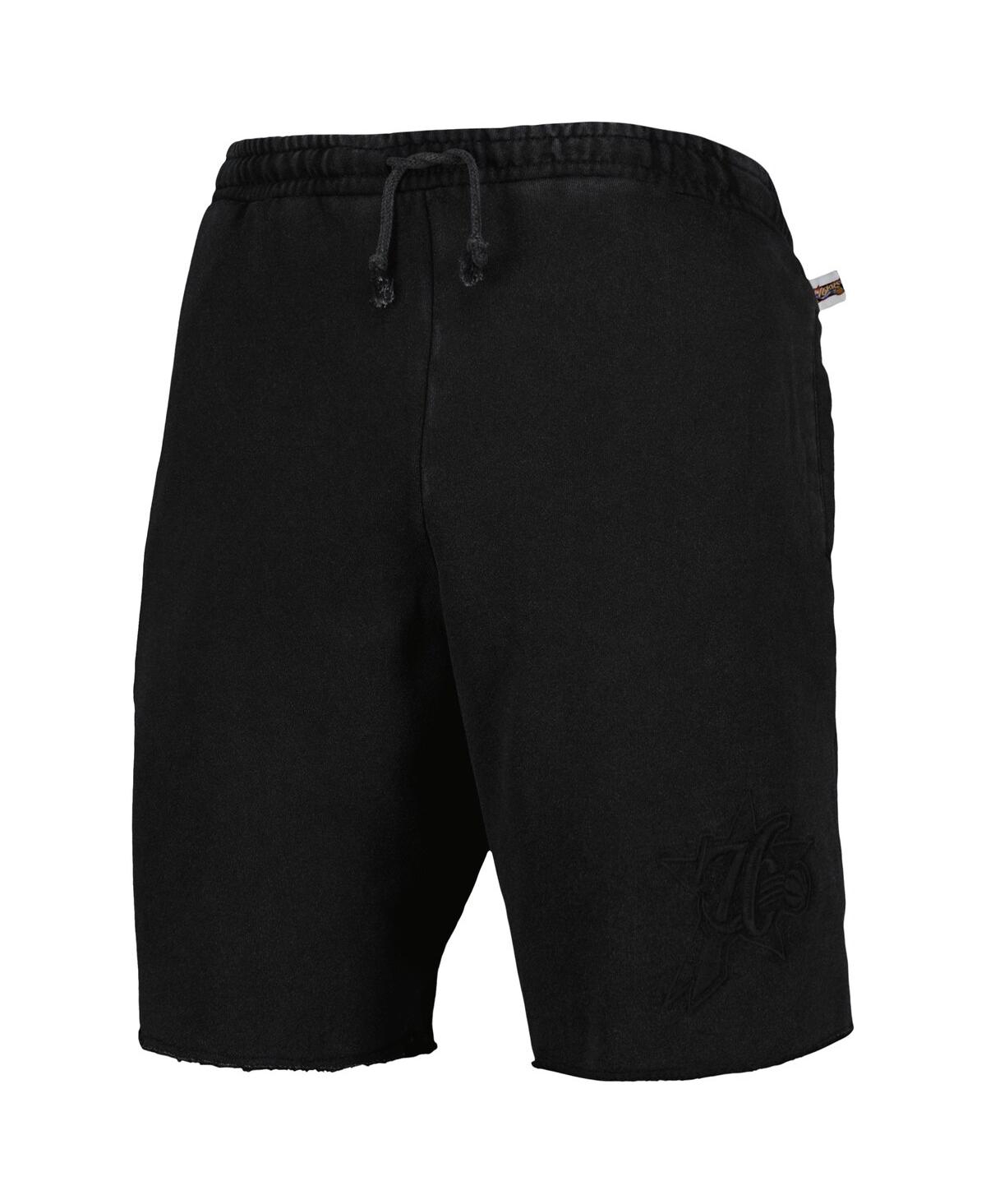 Mitchell & Ness Men's  Black Philadelphia 76ers French Terry Tonal Fleece Shorts In Black