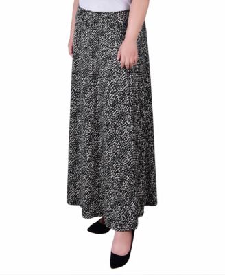 Plus Size Maxi A-Line Skirt with Front Faux Belt