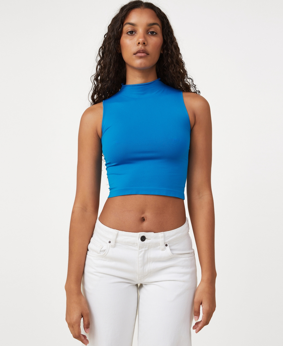 COTTON ON WOMEN'S SEAMLESS KIKI MOCK NECK TANK TOP 