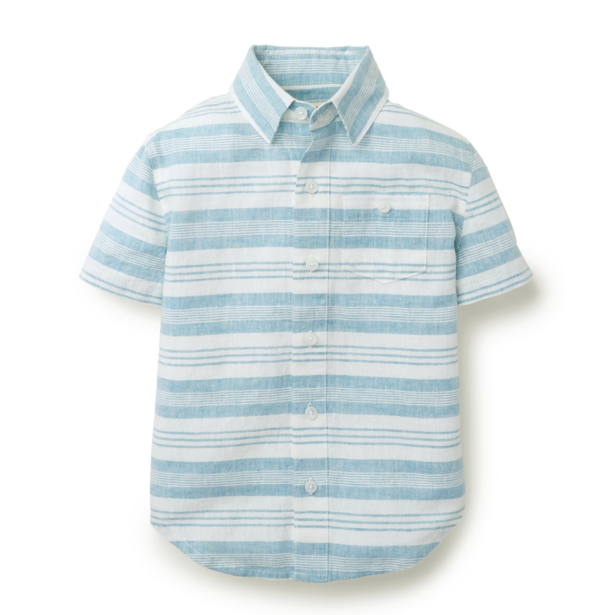 Hope & Henry Baby Boys Linen Short Sleeve Button Down Shirt