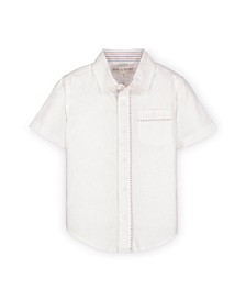 Hope  Henry Boys' Linen Short Sleeve Button Down Shirt, Kids
