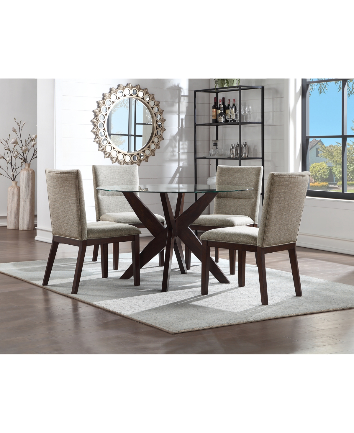 12371130 Amy 5-Pc. Dining Set, (Round Glass Table & 4 Side  sku 12371130