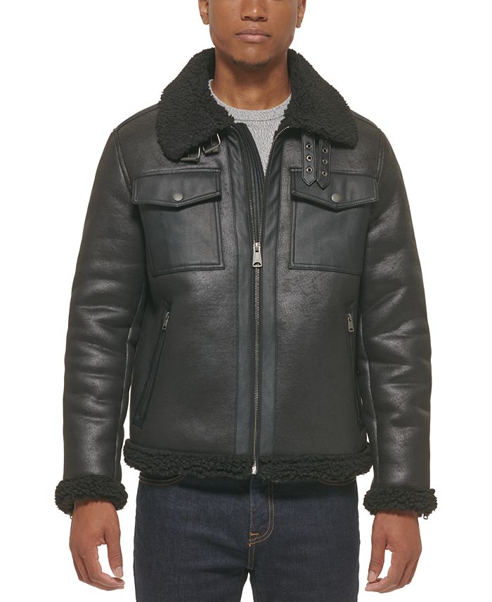 Tommy Hilfiger Men's Faux Leather Shortie Rancher Jacket with Fleece  Accents & Reviews - Coats & Jackets - Men - Macy's