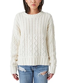Women's Cable-Knit Long-Sleeve Crewneck Sweater