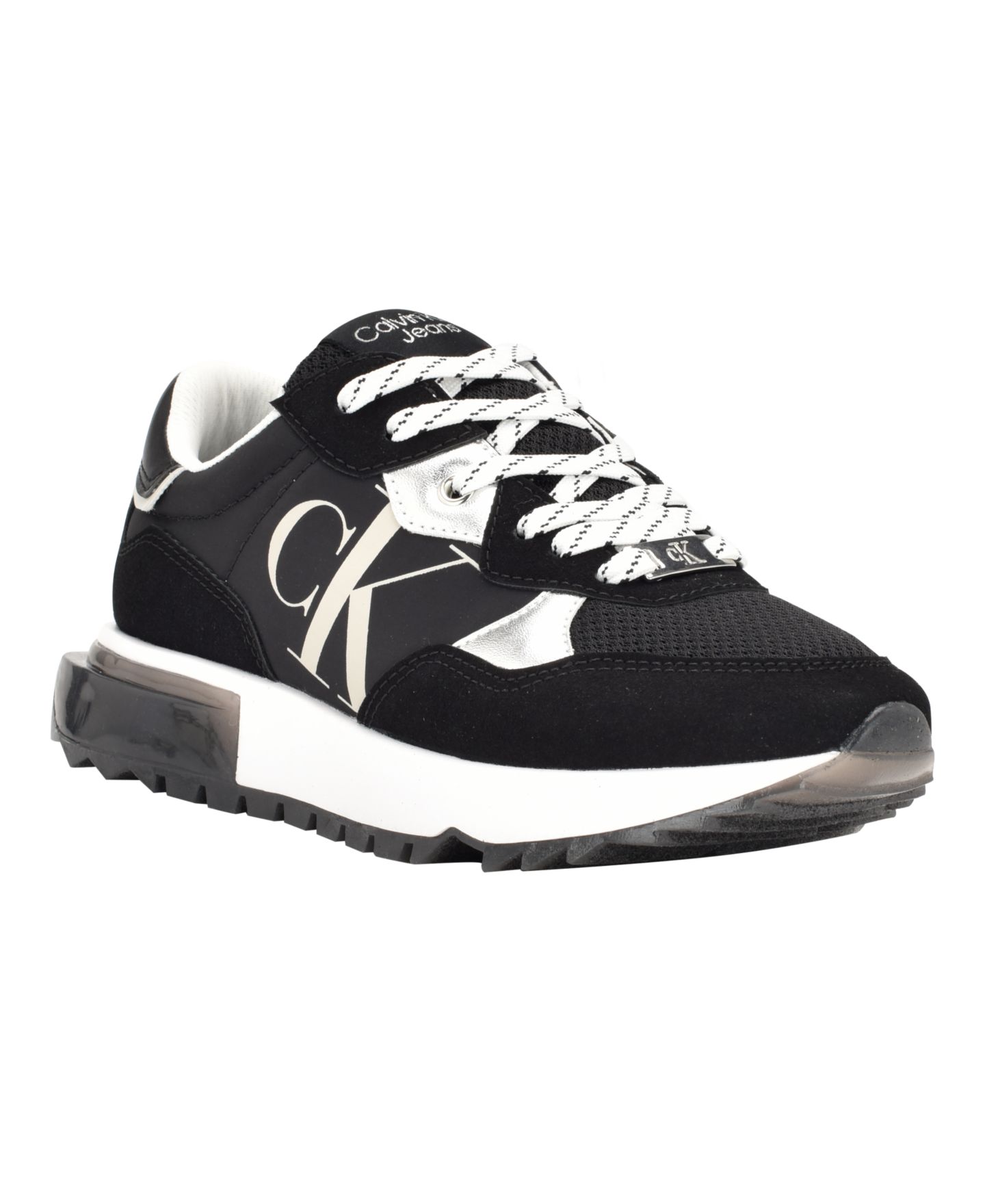 Женские кроссовки Calvin Klein Magalee Casual Logo Lace-Up, цвет: Чёрный / Серебристый — фото 6