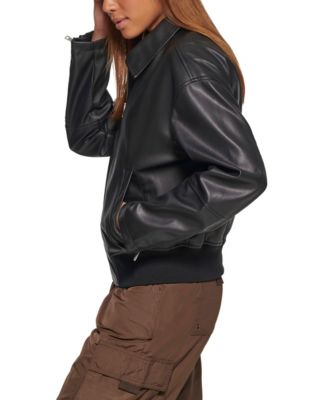 Women's Faux Leather Lightweight Bomber Jacket
