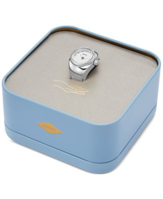 Women's Ring Watch Two-Hand Gold-Tone Stainless Steel Bracelet Watch, 15mm