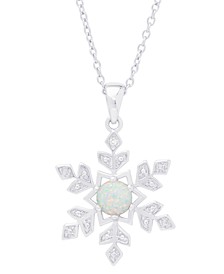 Lab-Created Opal Snowflake 18" Pendant Necklace (1/3 ct. t.w.) in Sterling Silver