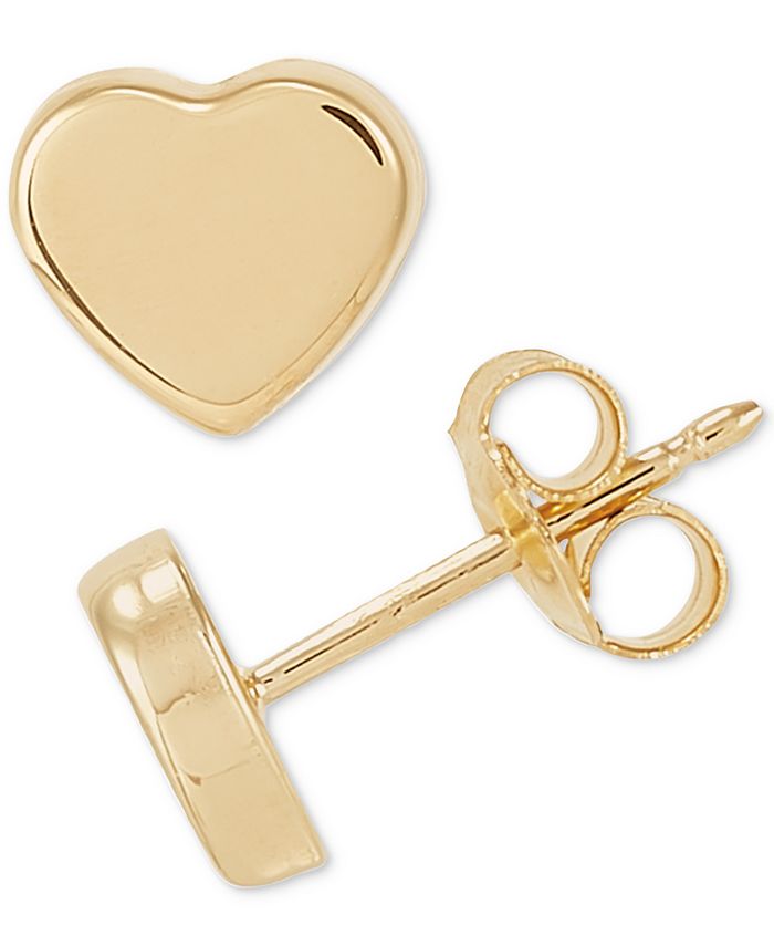 Macy's HighPolished Smooth Heart Stud Earrings in 10k Gold, Created