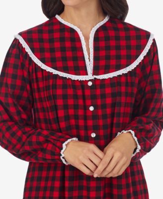 Cotton Lace-Trim Flannel Nightgown