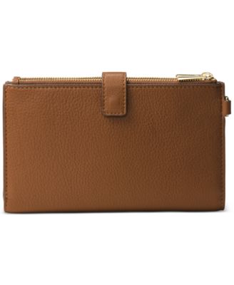 Adele Double-Zip Pebble Leather Phone Wristlet