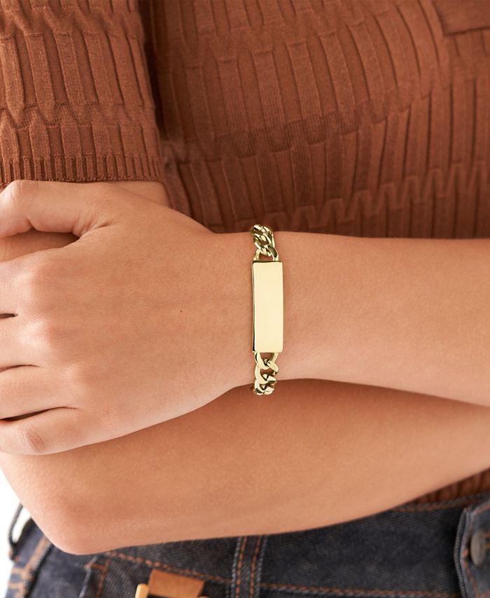 Fossil Lane Goldtone Stainless Steel ID Bracelet Macy's