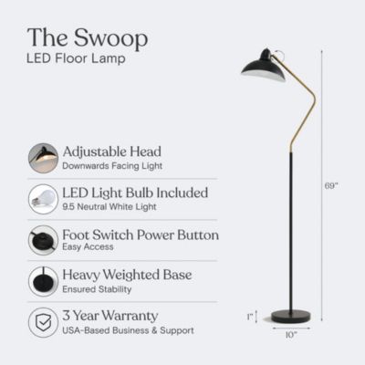 Swoop 69" LED Reading Floor Lamp with Adjustable Shade