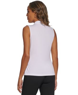 Gathered V-Neck Sleeveless Top