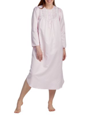 Miss Elaine - Women's Long-Sleeve Lace-Trim Nightgown