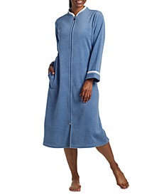 Women's Long-Sleeve Zip-Up Knit Robe