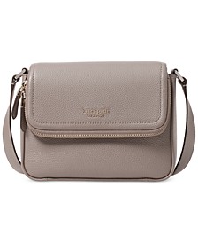 Run Around Pebbled Leather Flap Pocket Compartmented Crossbody