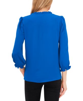 Women's Ruffled Button-Front 3/4-Sleeve Blouse