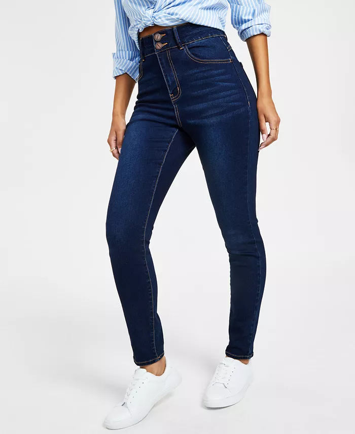 Curvy Double Button High Rise Skinny Jeans