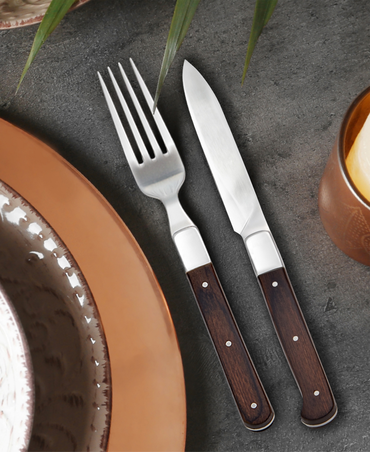 Hampton Forge Saint Michel 18/10 Stainless Steel Piece Set, Service for 4 - Multi and Brown, Wood