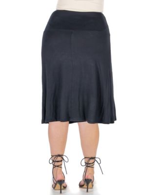 Plus Size A Line Elastic Waist Skirt